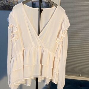 Torrid Cream Ruffle Blouse